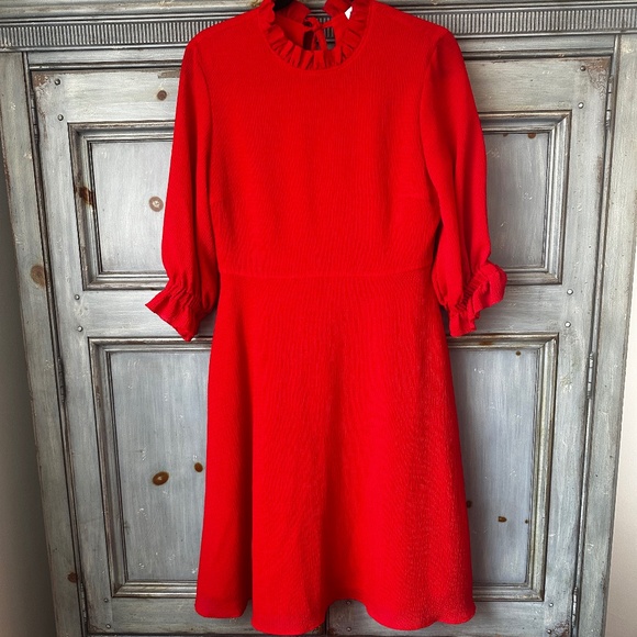 Rejina Pyo Red Crepe Dress Size 12 - Picture 2 of 11